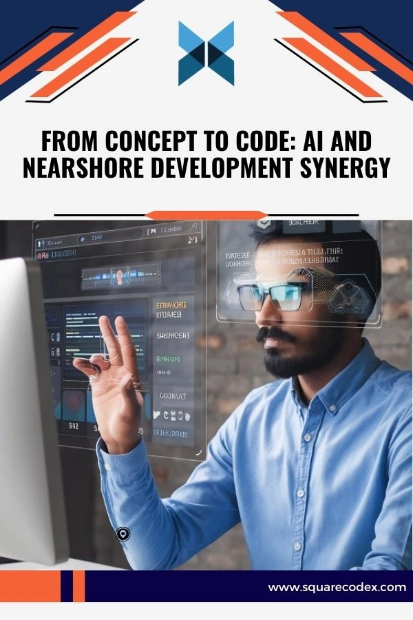 Developers collaborating on nearshore software project using AI tools to streamline code creation