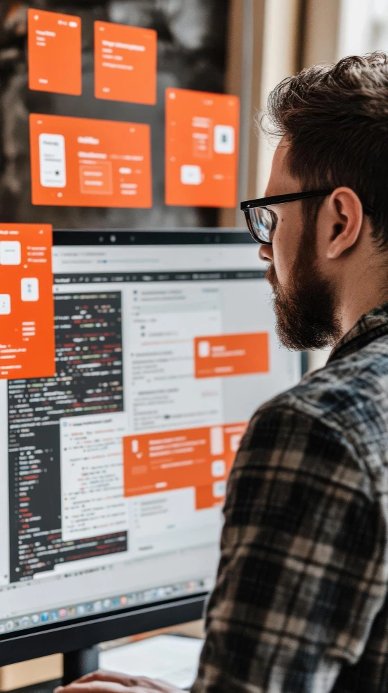 Nearshore AI software developers collaborating on full-cycle project
