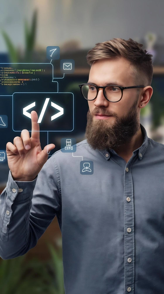Nearshore AI software developers collaborating on full-cycle project