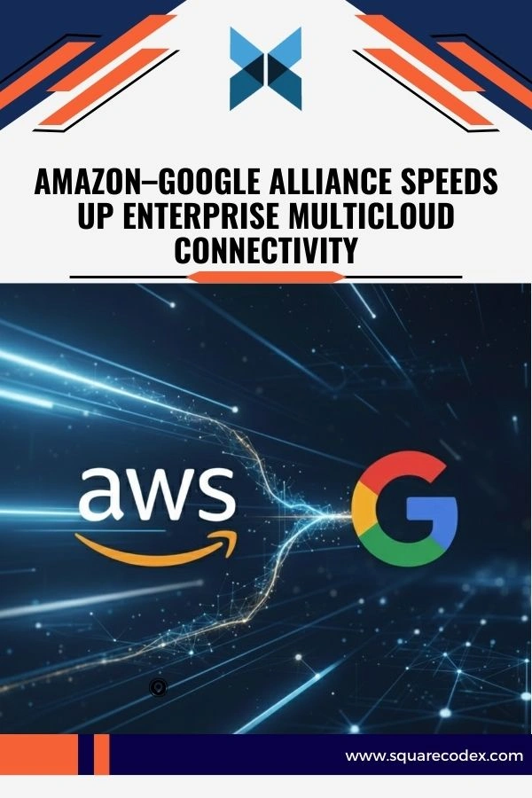 Diagram showing AWS and Google Cloud connected through a private multicloud link