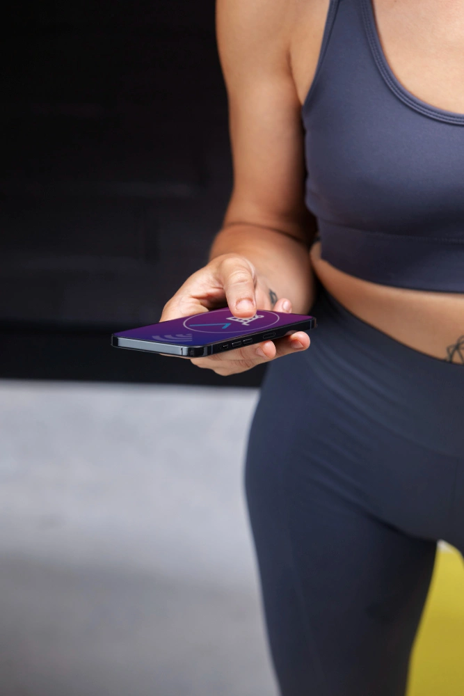 User interacting with an AI fitness coach on a mobile app during a workout