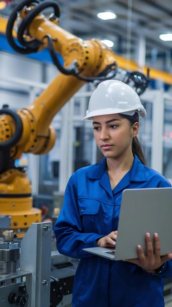 Industrial operations team analyzing digital twin simulations powered by artificial intelligence