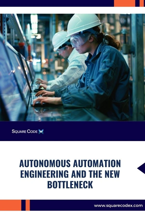 Industrial engineer working with automation systems and AI-driven control panels in a manufacturing environment