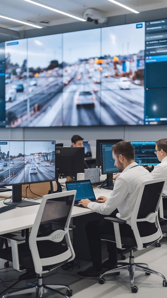 Software engineers managing AI-driven development workflows with dashboards and system integrations