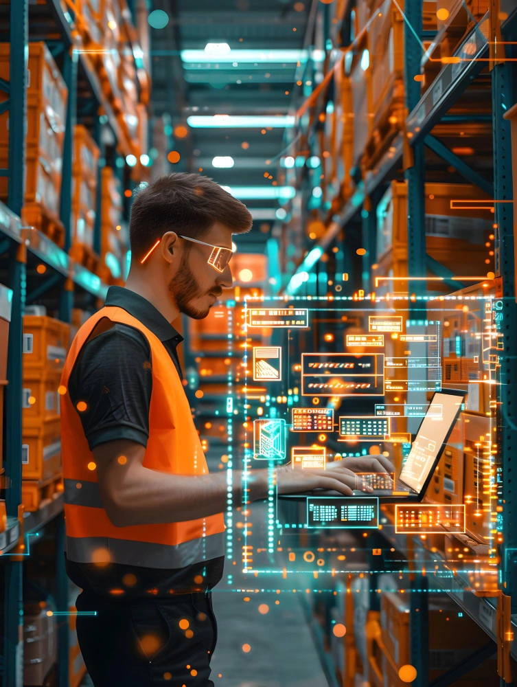 AI-powered supply chain management system optimizing logistics and inventory in consumer goods industry