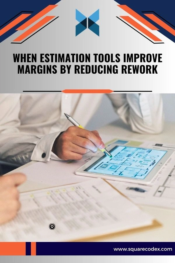 Construction estimator using AI software to calculate materials and costs on digital plans