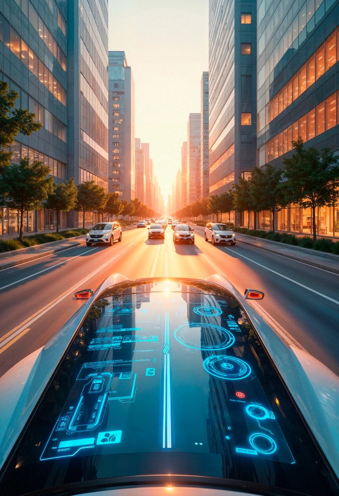 Autonomous vehicle fleet managed by AI system with real-time data and backend infrastructure