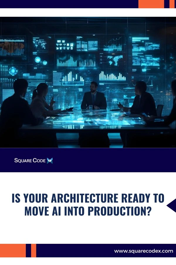 Enterprise AI architecture with cloud infrastructure, backend services, APIs, data pipelines, and production monitoring dashboards.