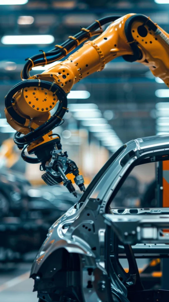 Physical AI robot operating in a modern manufacturing facility
