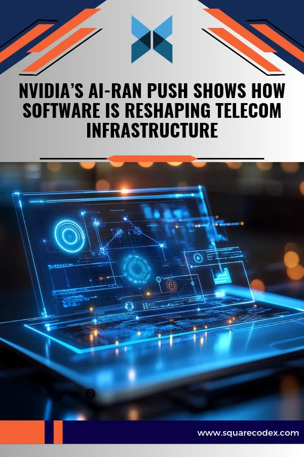 : Telecommunications engineer monitoring mobile network infrastructure and computing servers used for AI-enabled network operations.
