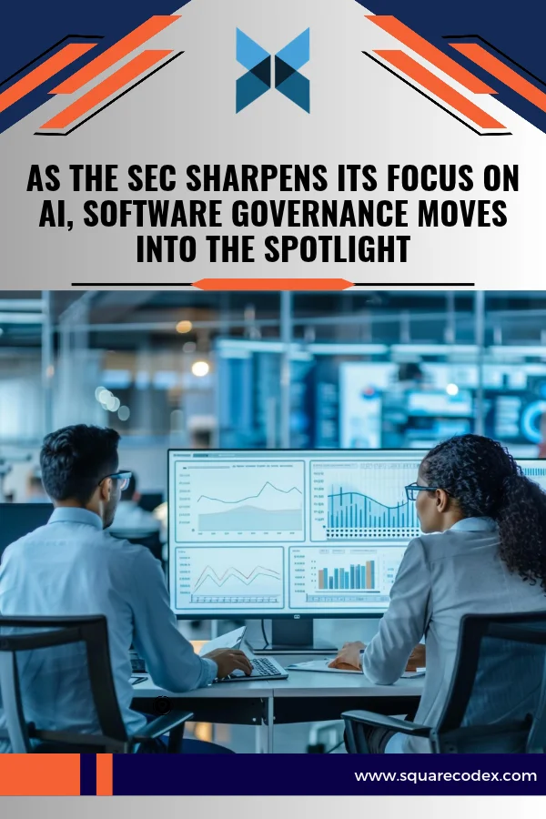 Financial technology professionals reviewing transaction monitoring dashboards, data governance controls, and automated compliance workflows in a modern office.