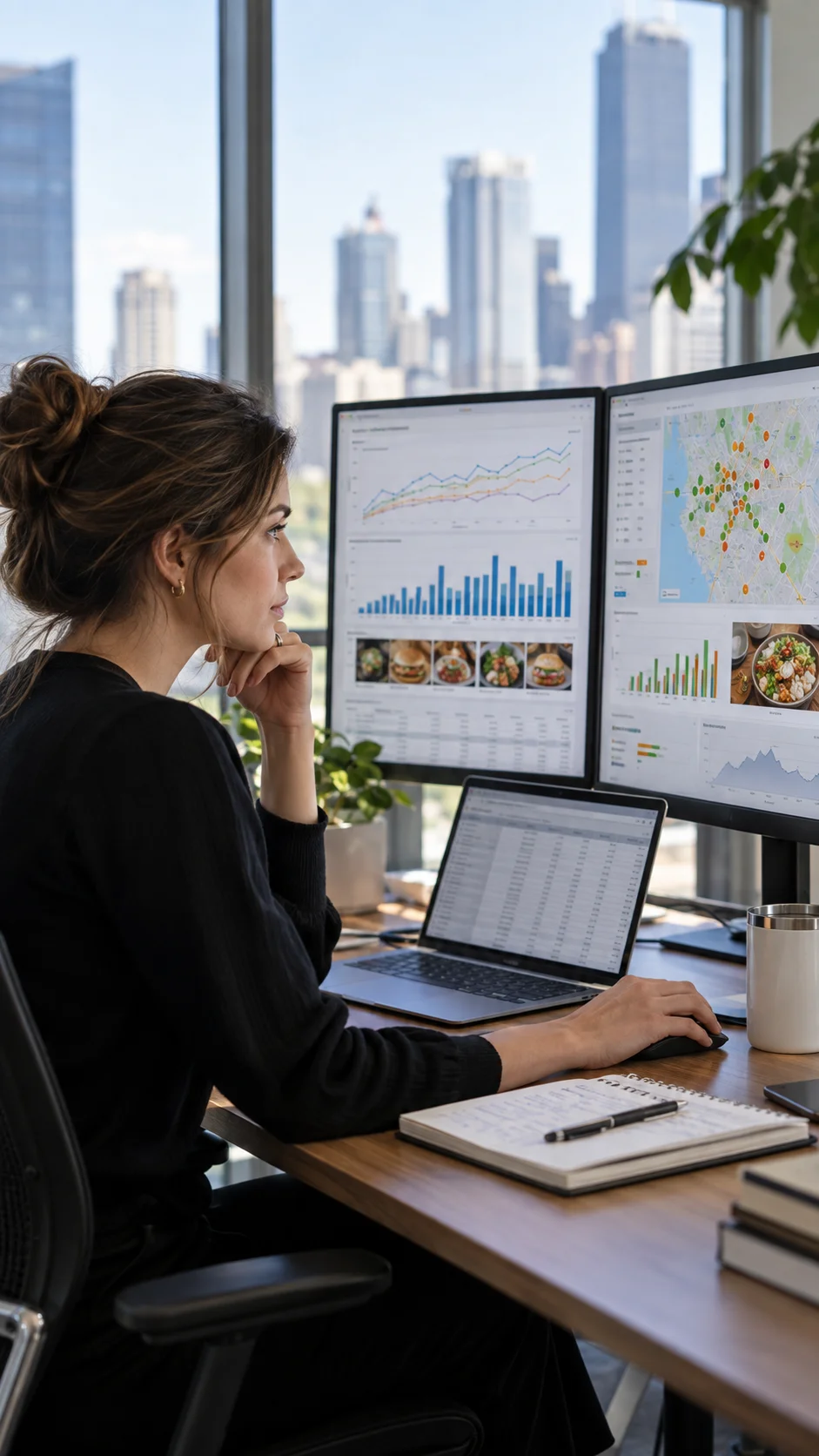 Restaurant pricing dashboard showing machine learning recommendations, transaction data, local market signals, and human review for AI-powered pricing